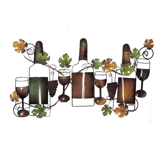 Classy Metal Based Wine Wall Decor Multicolor