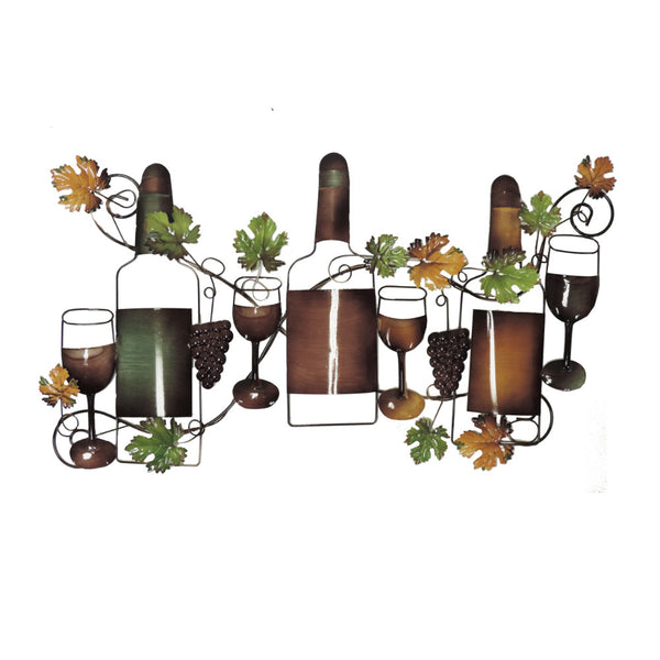 Classy Metal Based Wine Wall Decor Multicolor