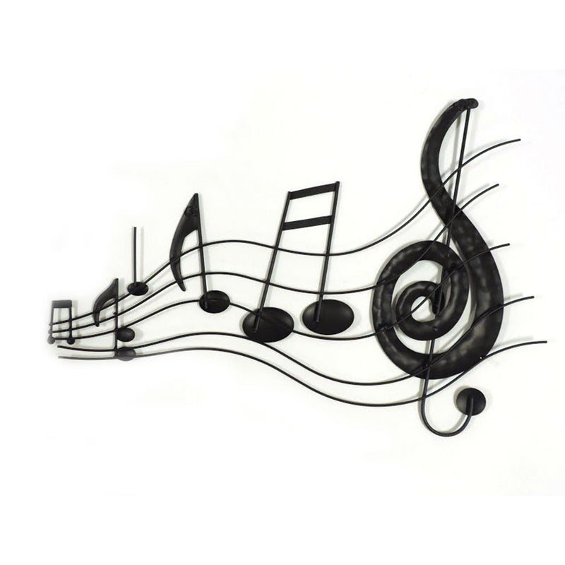 26 Inch Handmade Metal Wall Mount Accent Decor With Musical Notes And Treble Clef Black Red-zoom-