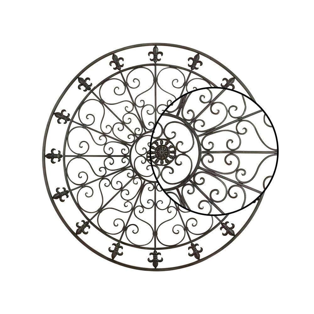 42 Inch Round Medallion Wall Mount Metal Accent Decor Handmade Circle Design Antique Black-zoom-3