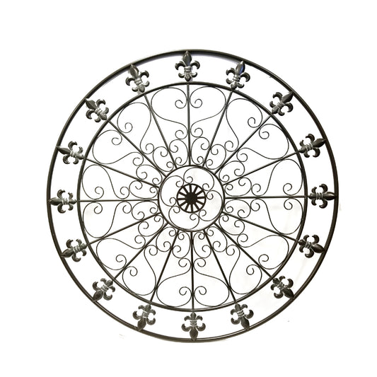 42 Inch Round Medallion Wall Mount Metal Accent Decor Handmade Circle Design Antique Black