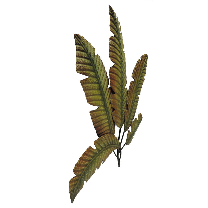 35 Inch Tropical Metal Palm Leaf Wall Mount Accent Decor Brushed Green Antique Yellow Black-zoom-