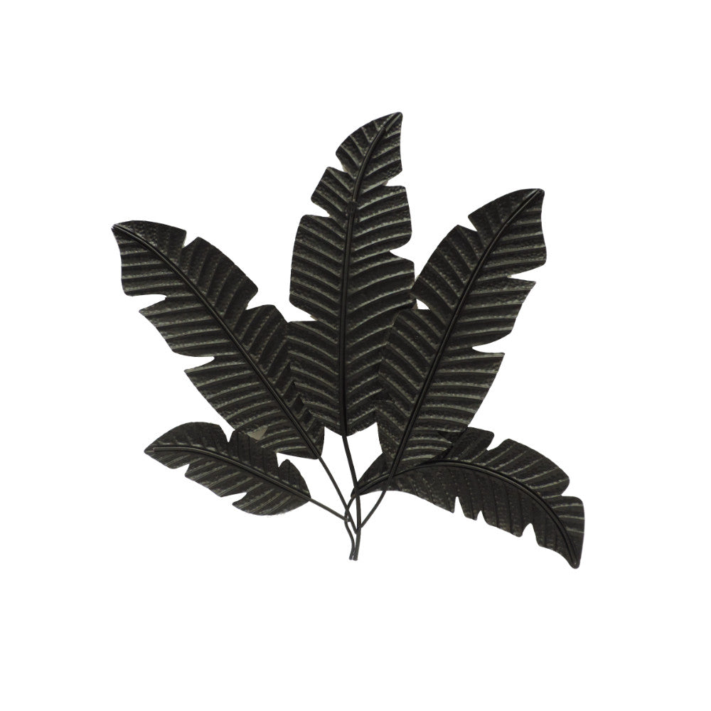35 Inch Tropical Metal Palm Leaf Wall Mount Accent Decor Brushed Green Antique Yellow Black-zoom-4