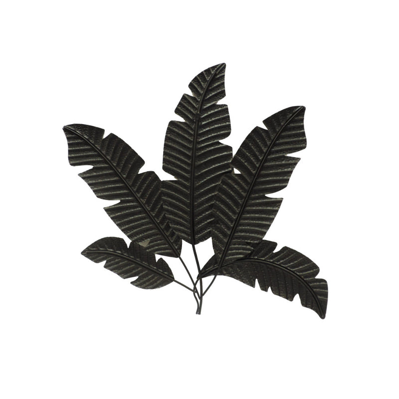 35 Inch Tropical Metal Palm Leaf Wall Mount Accent Decor Brushed Green Antique Yellow Black-zoom-