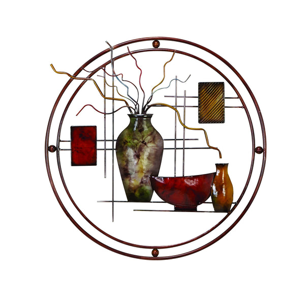 Aesthetically Charmed Round Metal Wall Decor Multicolor