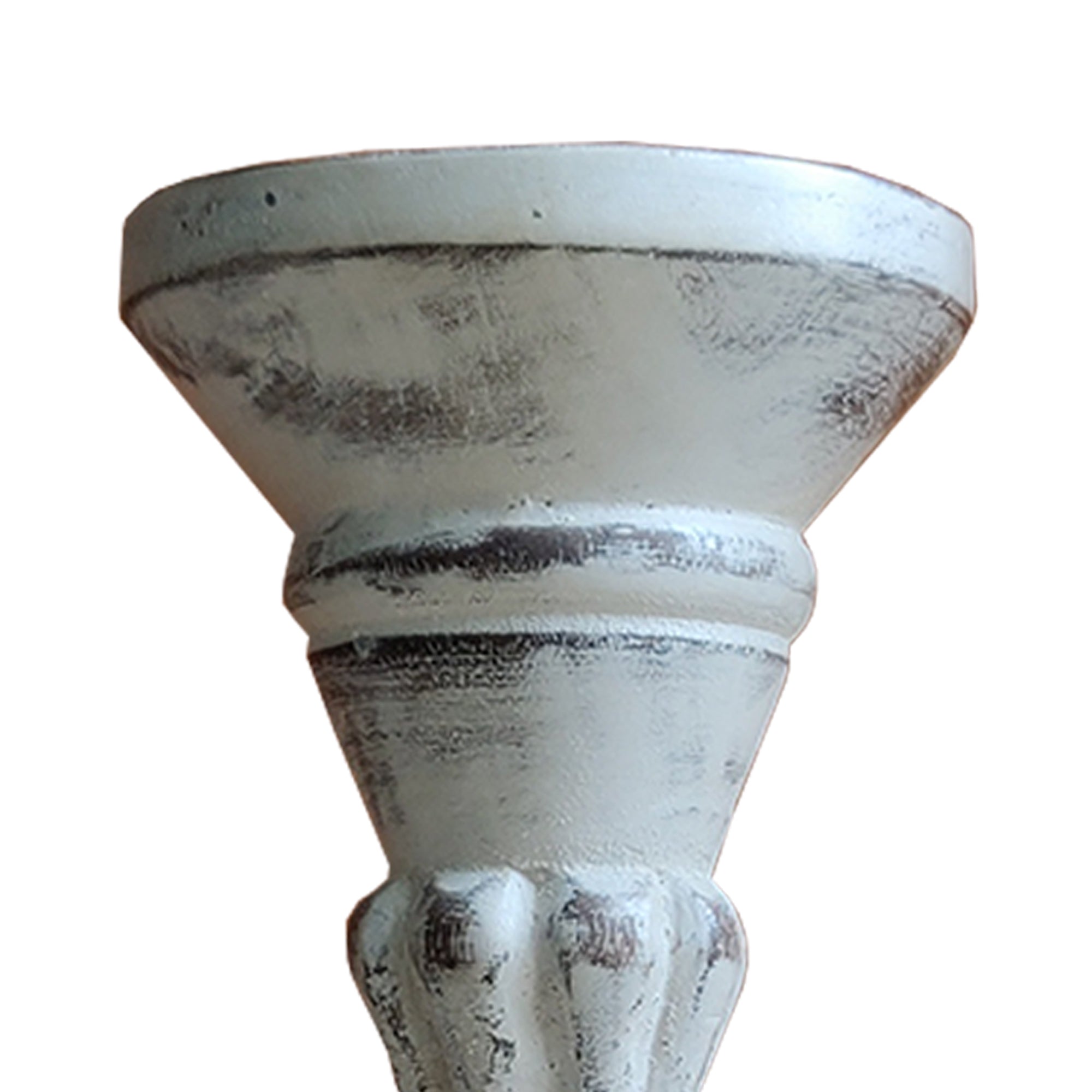 Handmade Wooden Candle Holder With Pillar Base Support Distressed White Set Of 3-zoom-3