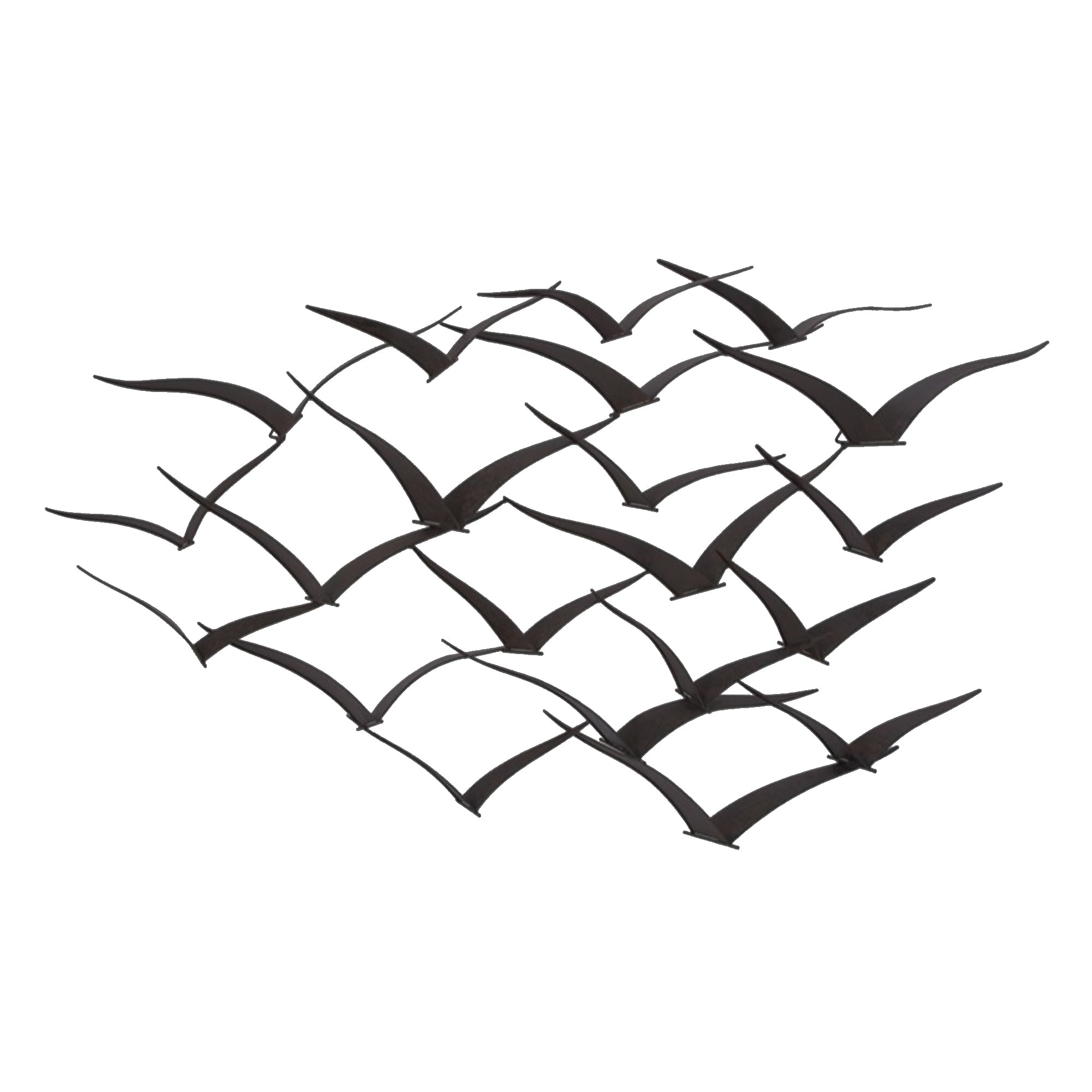 Benzara Metal Flock Of Flying Birds Wall Decor Black