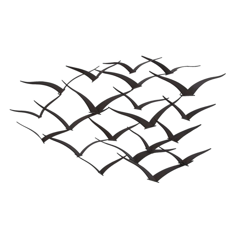 Benzara Metal Flock Of Flying Birds Wall Decor Black-zoom-