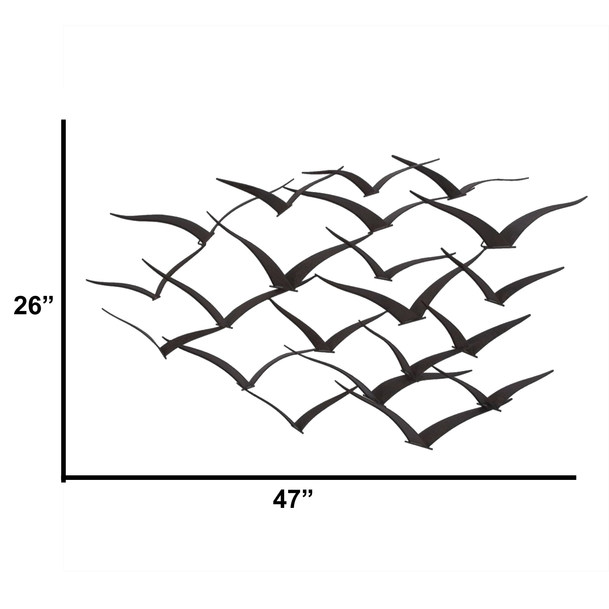 Benzara Metal Flock Of Flying Birds Wall Decor Black-zoom-3