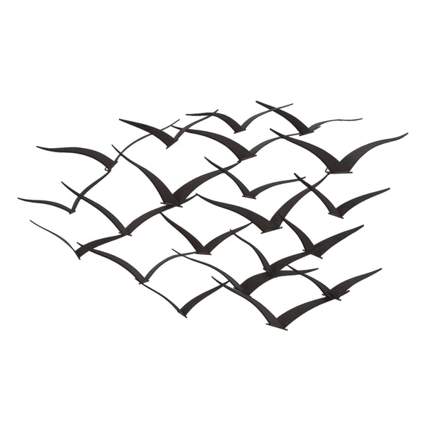 Benzara Metal Flock Of Flying Birds Wall Decor Black