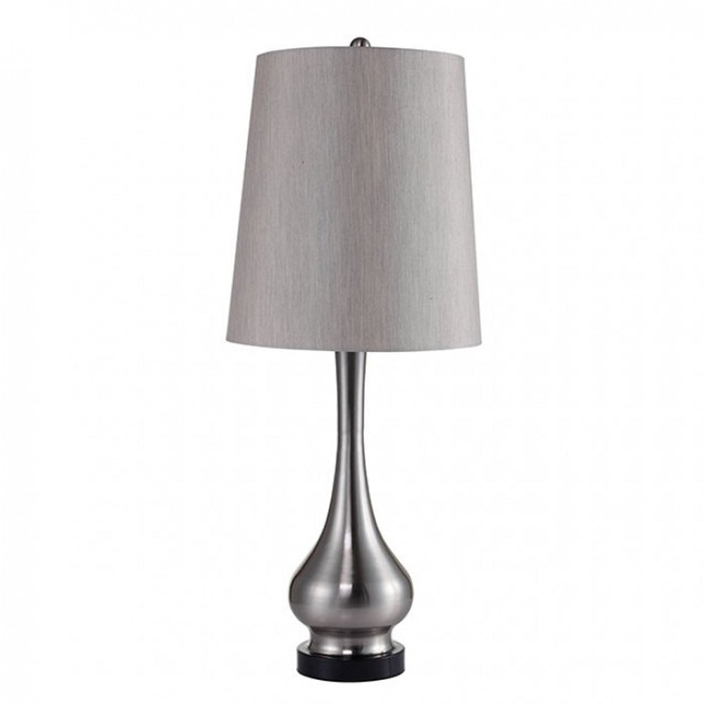TERI Contemporary Table Lamp Silver Base With White Shade-zoom-1