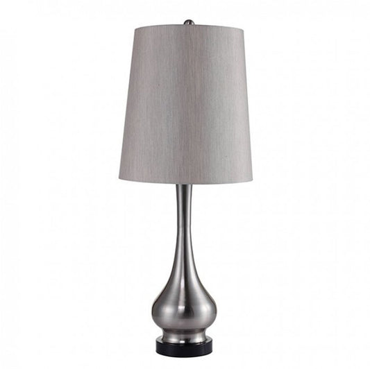 TERI Contemporary Table Lamp Silver Base With White Shade