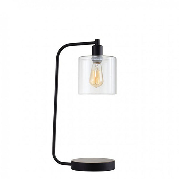 SAM Contemporary Table Lamp Metal With Glass Black Includes Light Bulb