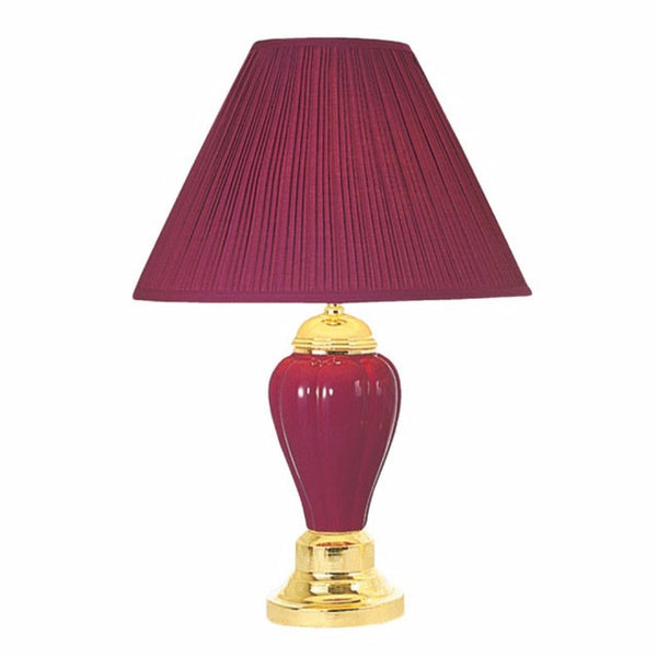 Traditional Style Table Lamp Set of 6 Burgundy