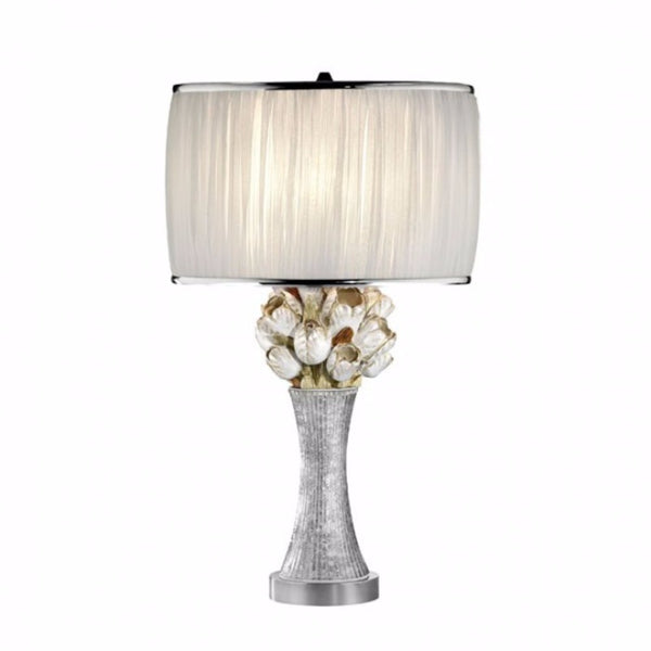 Simone Table Lamp With Glitter Embellishments White Silver