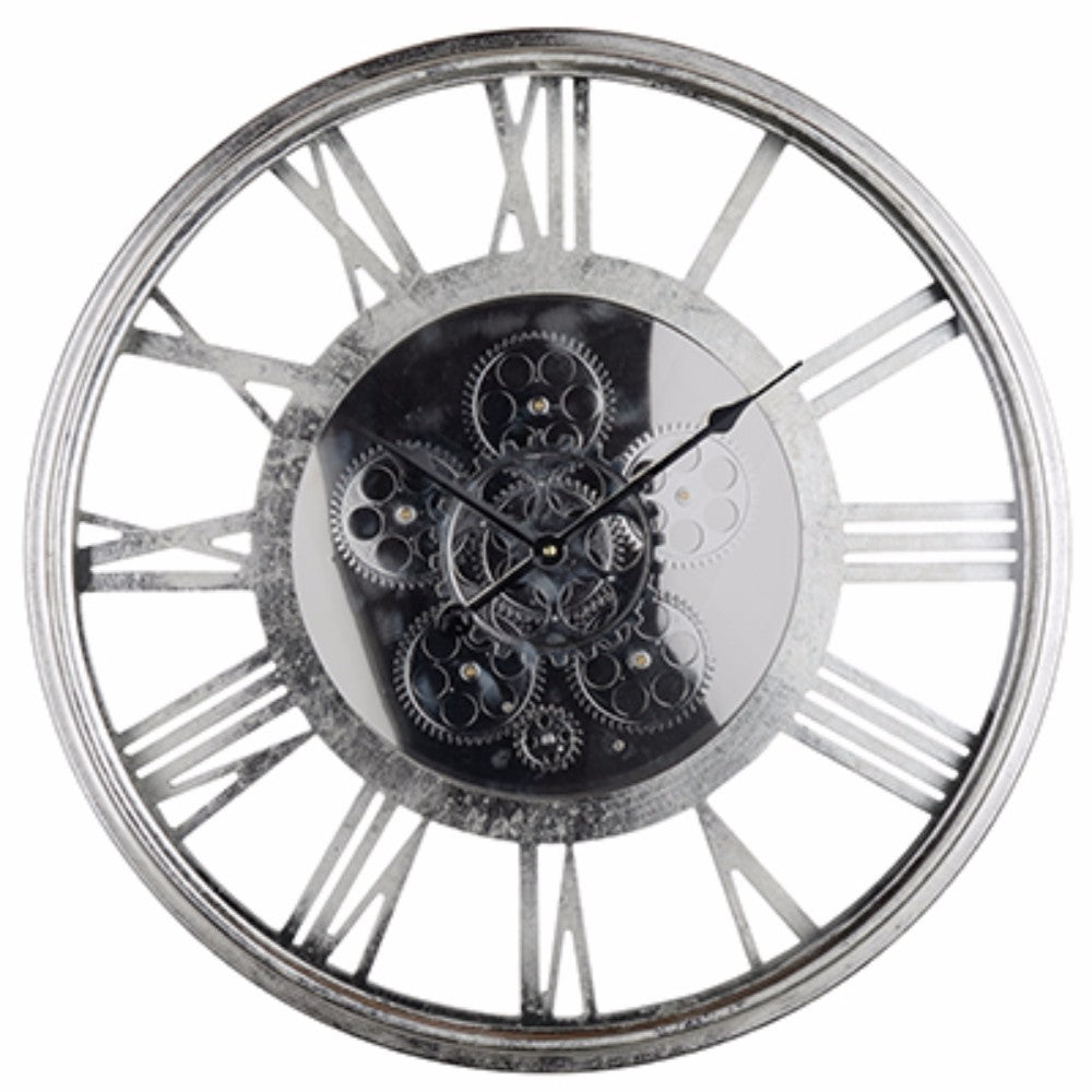 Minimalist Sleek Clock Metallic Gray