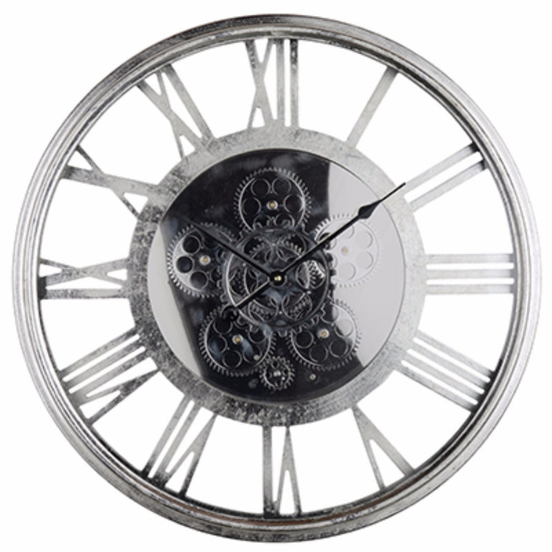 Minimalist Sleek Clock Metallic Gray-zoom-