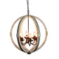 Calder Wooden Orb Shape Chandelier With Metal Chain And Six Bulb Holders White