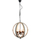 Calder Wooden Orb Shape Chandelier With Metal Chain And Six Bulb Holders White