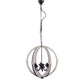 Calder Wooden Orb Shape Chandelier With Metal Chain And Six Bulb Holders White