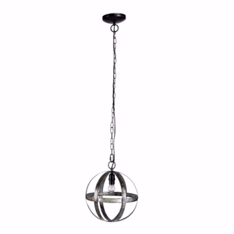 Stylish Iron Sphere 1 Light Pendant Black-zoom-