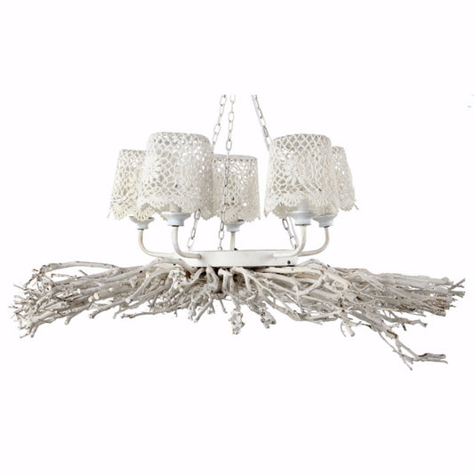 Appealing 5 Light Shaded Chandelier White