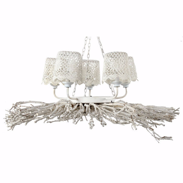 Appealing 5 Light Shaded Chandelier White
