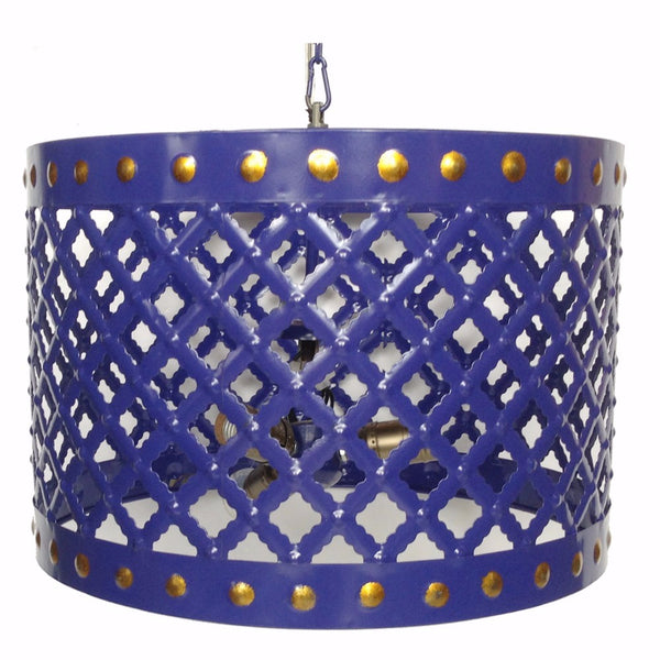 Diamond Cutout Patterned Metal Chandelier Blue