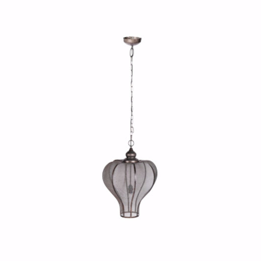 Nice Looking Crown Iron Hanging Light Fixture Gray