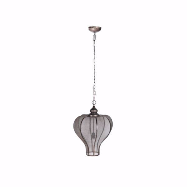 Nice Looking Crown Iron Hanging Light Fixture Gray