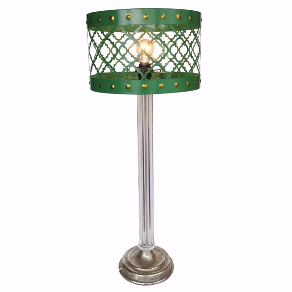 Elegantly Striking Metal Cutout Table Lamp Green