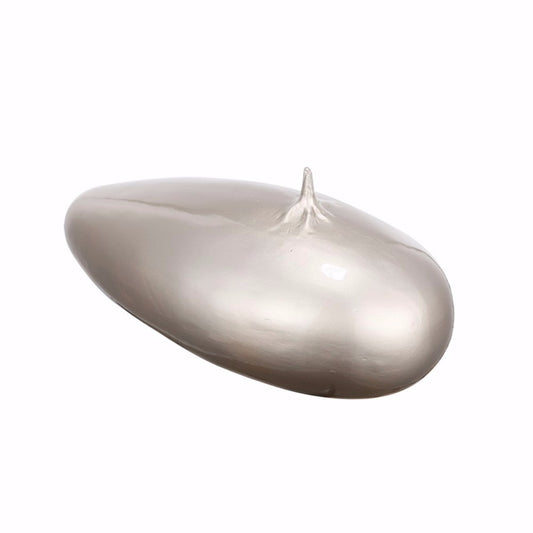 Smooth Egg Shaped Ceramic Tabletop Decor Silver
