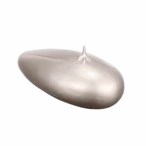 Smooth Egg Shaped Ceramic Tabletop Decor Silver