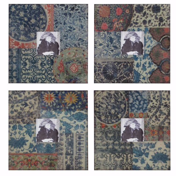 Classic Design Glass Photo Frames Multicolor Set Of 4