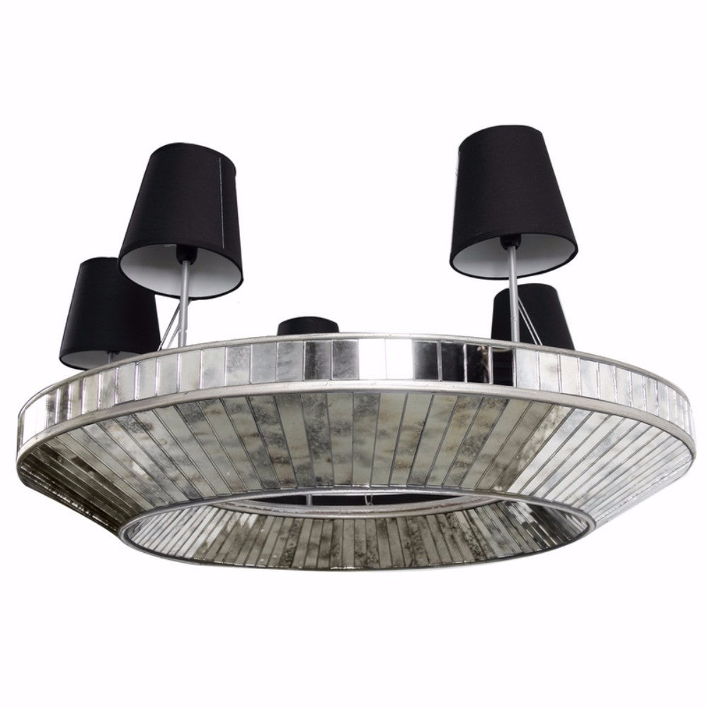 Modern Style Glass And Mdf 5 Light Chandelier Silver And Black-zoom-1