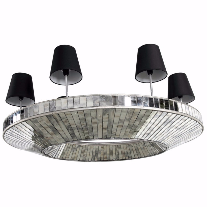Unique Glass And Mdf 6 Light Chandelier Silver And Black-zoom-