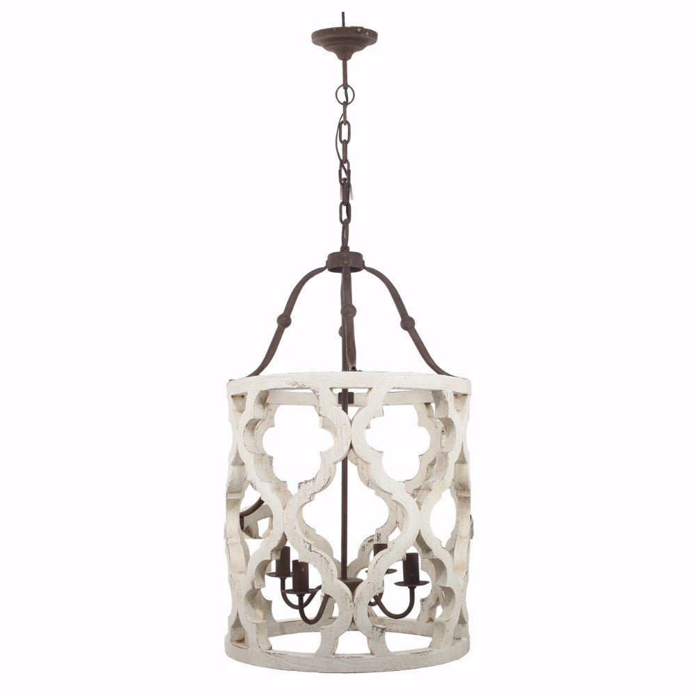 Joliette 4 Light Wood Chandelier White-zoom-1