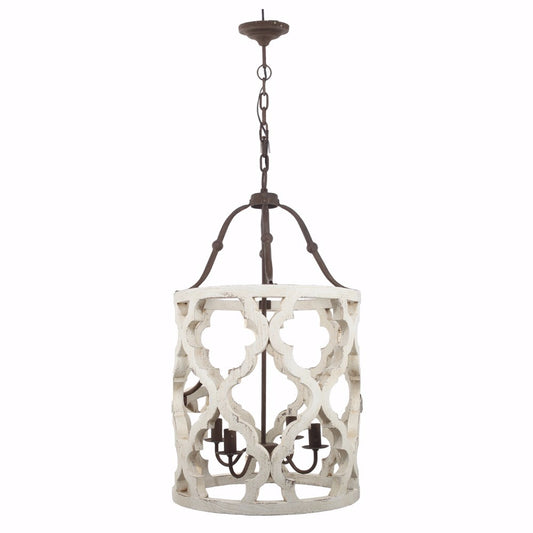 Joliette 4 Light Wood Chandelier White