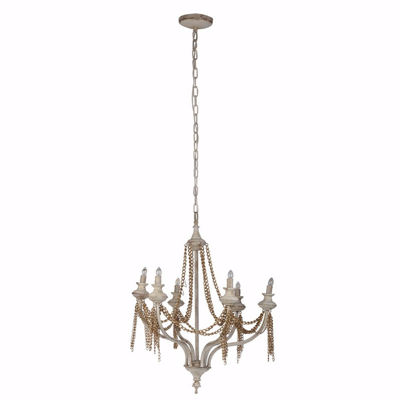 Traditional Style Tasmin Chained 6 Light Chandelier White-zoom-