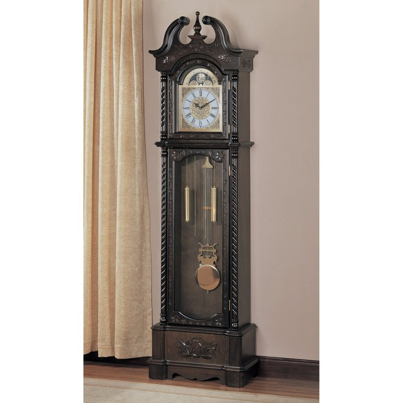 Aesthetically Charmed Wooden Grandfather Clock Brown-zoom-