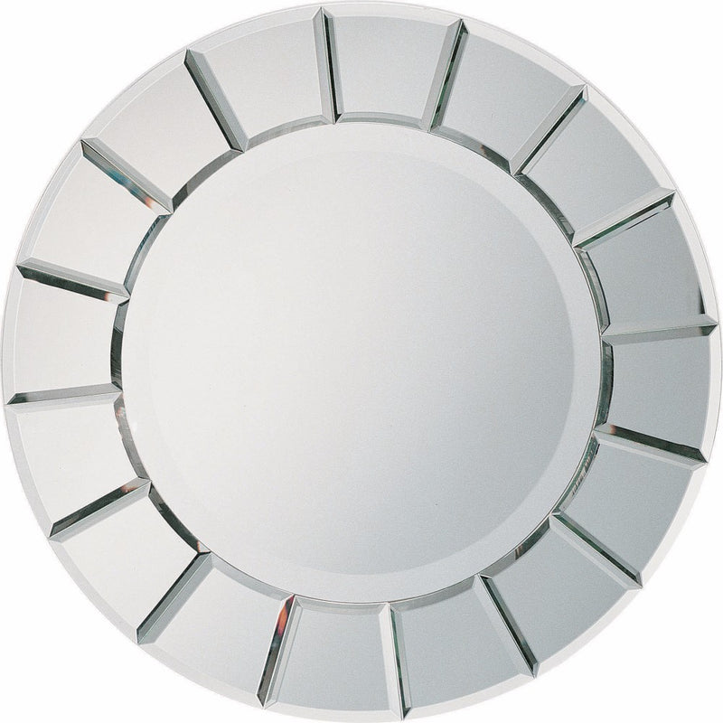Modish Round Sun Shape Accent Mirror Silver-zoom-
