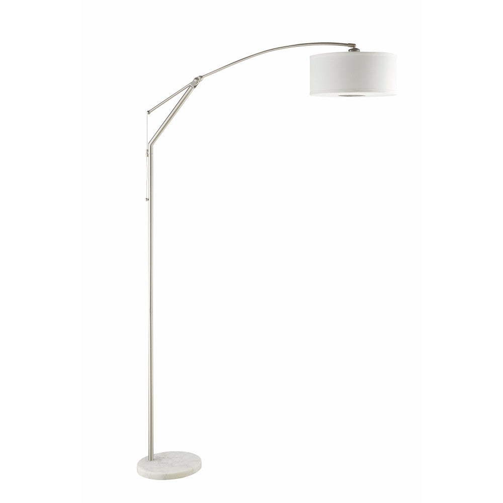 Contemporary Over Arching Metal Floor Lamp White And Silver-zoom-1