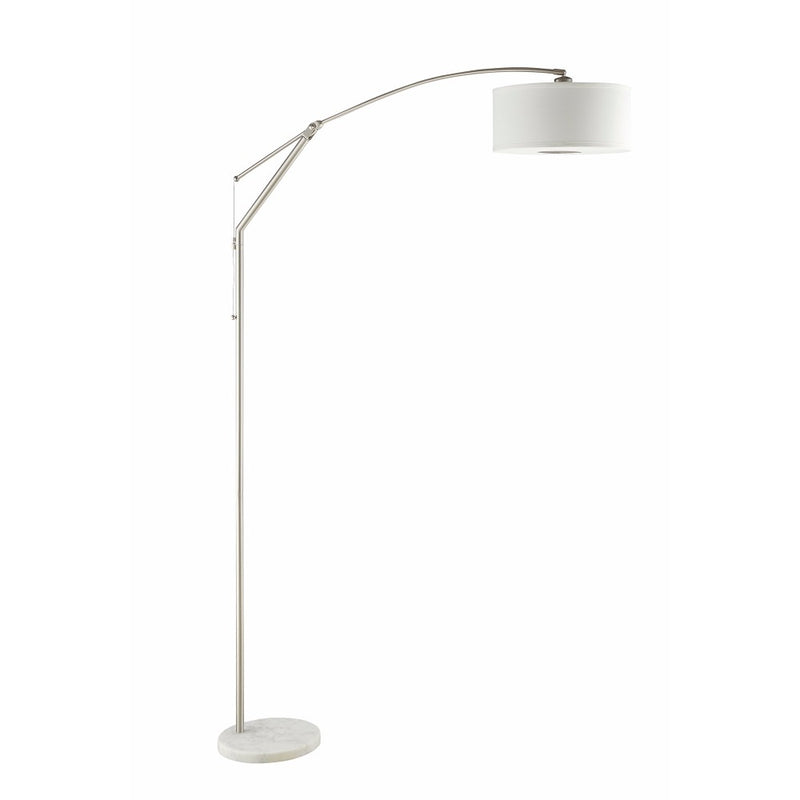 Contemporary Over Arching Metal Floor Lamp White And Silver-zoom-