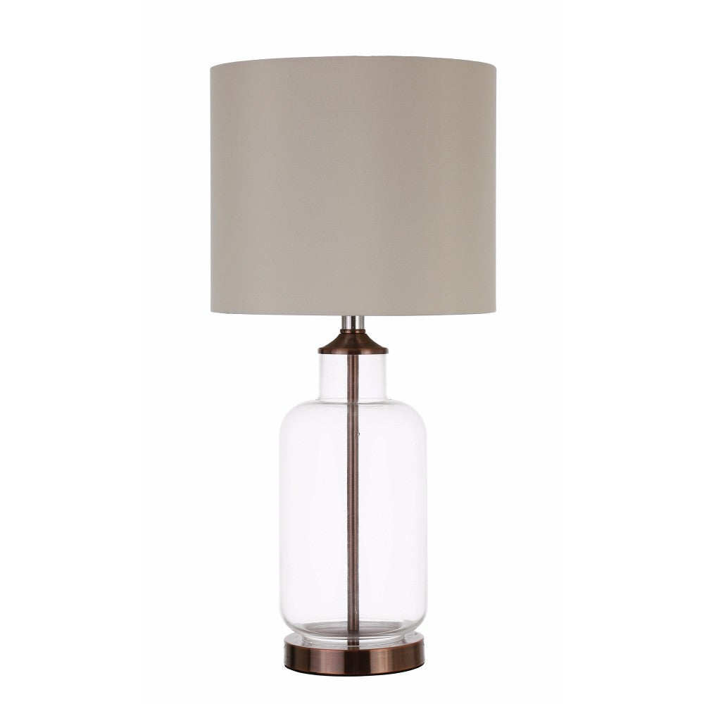 Glass Jar Shaped Metal Table Lamp Bronze And Clear-zoom-1
