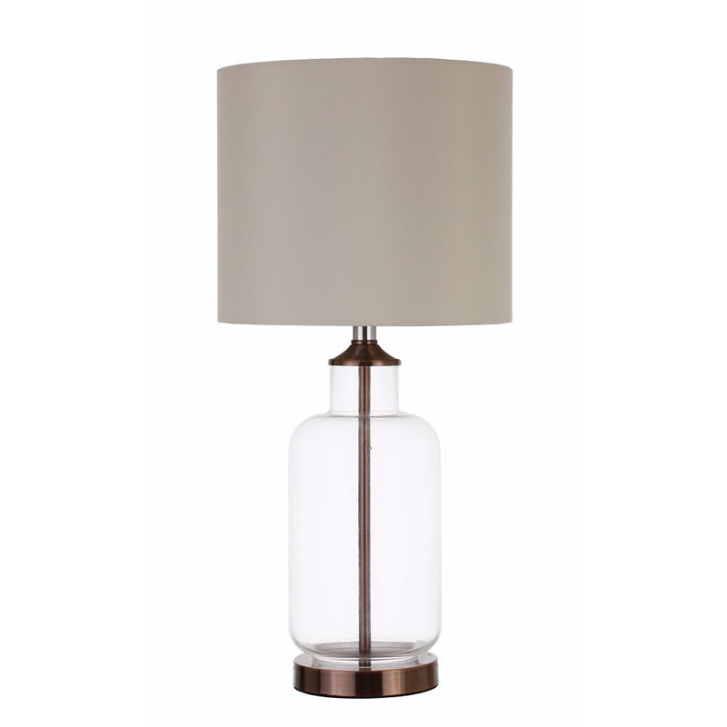 Glass Jar Shaped Metal Table Lamp Bronze And Clear-zoom-