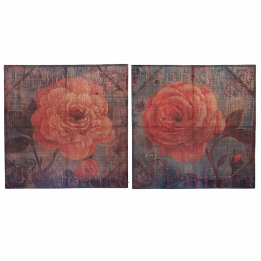 Burlap Canvas Rose Wall Decor Multicolor Set Of 2