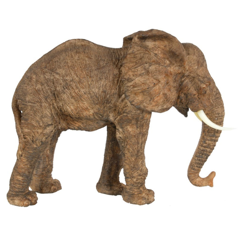 13 Inch Accent Decor Walking Elephant Design Natural Brown-zoom-