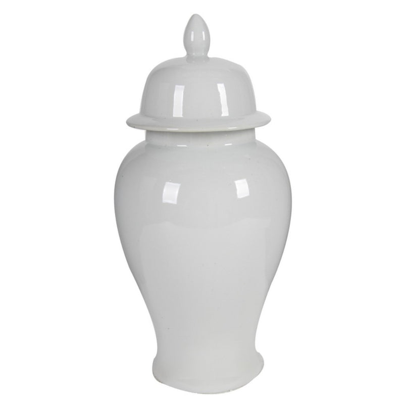Decorative Porcelain Ginger Jar With Lidded Top Large White-zoom-