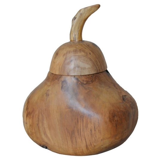 Decorative Wooden Lidded Jar Brown