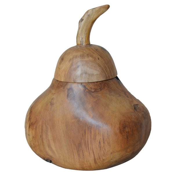 Decorative Wooden Lidded Jar Brown